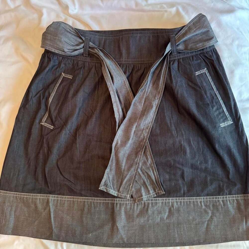 Ann Taylor Loft Petites Denim Tie-Waist Mini Skirt Size 8P